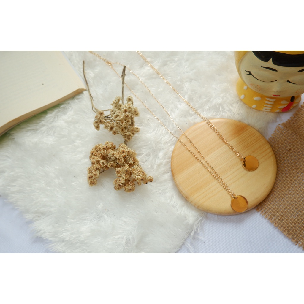 Kalung korea simple koin bulat / kalung unik model korea /aksesoris kalung wanita dengan model simpl