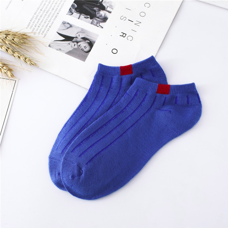 HaiWai COD Kaos Kaki Ankle Murah Semata Kaki Motif Garis Fashion Pria Wanita Import U16-BLUE