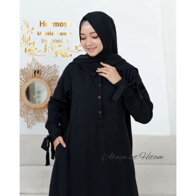ABAYA SET KHIMAR / GAMIS SET (hitam)