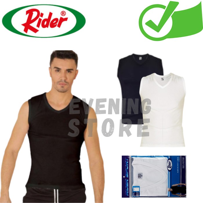Kaos Tanktop Pria Rider Sport V-neck (R226BW) | Hitam - Putih