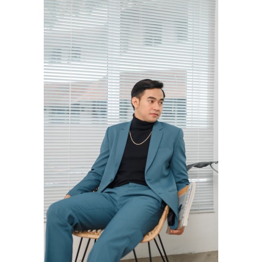 Mubeng - Elegant Jas Slimfit Midnight Green (Free Cover Jas)