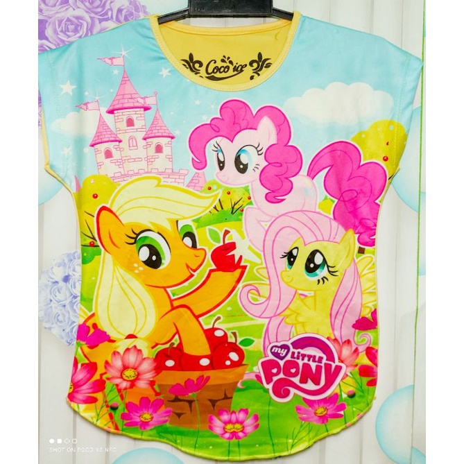 Kaos Atasan Full Printing Anak Perempuan Import Coco Ice Little Pony Usai 3 - 9 Tahun