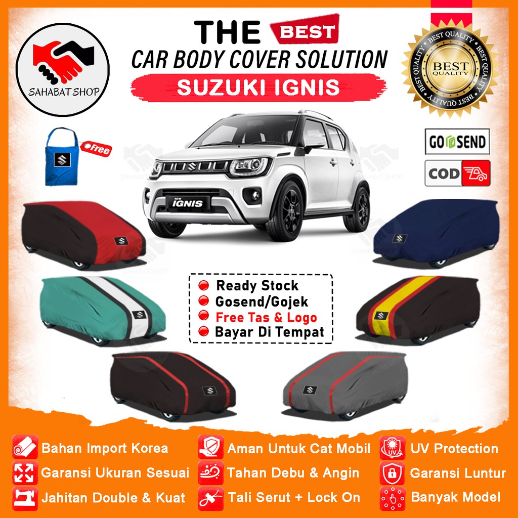 Sahabat Body Cover Mobil Ignis / Sarung Penutup Suzuki Ignis Outdooor / Tutup Selimut Mantel Pelindung Jas Kerudung Mantol Kelambu Terpal Kerodong Pembungkus Tutupan Bungkus Mobil Ignis Waterproof Anti Air Model Orange