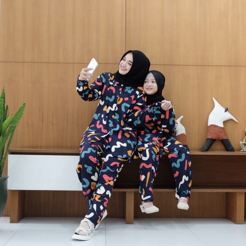 PAJAMAS ANAK DAN IBU COUPLE SETELAN BAJU COUPLE IBU DAN ANAK PEREMPUAN