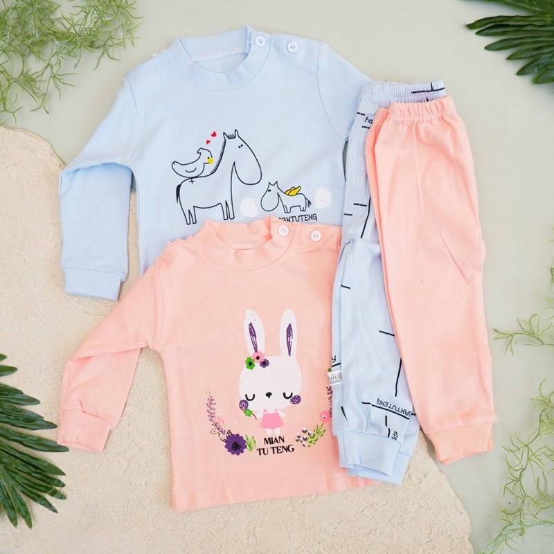 BARU! LIO048 Girls Baby Hampers Baju Tidur Piyama Setelan Sleepwear Bayi Perempuan Adem