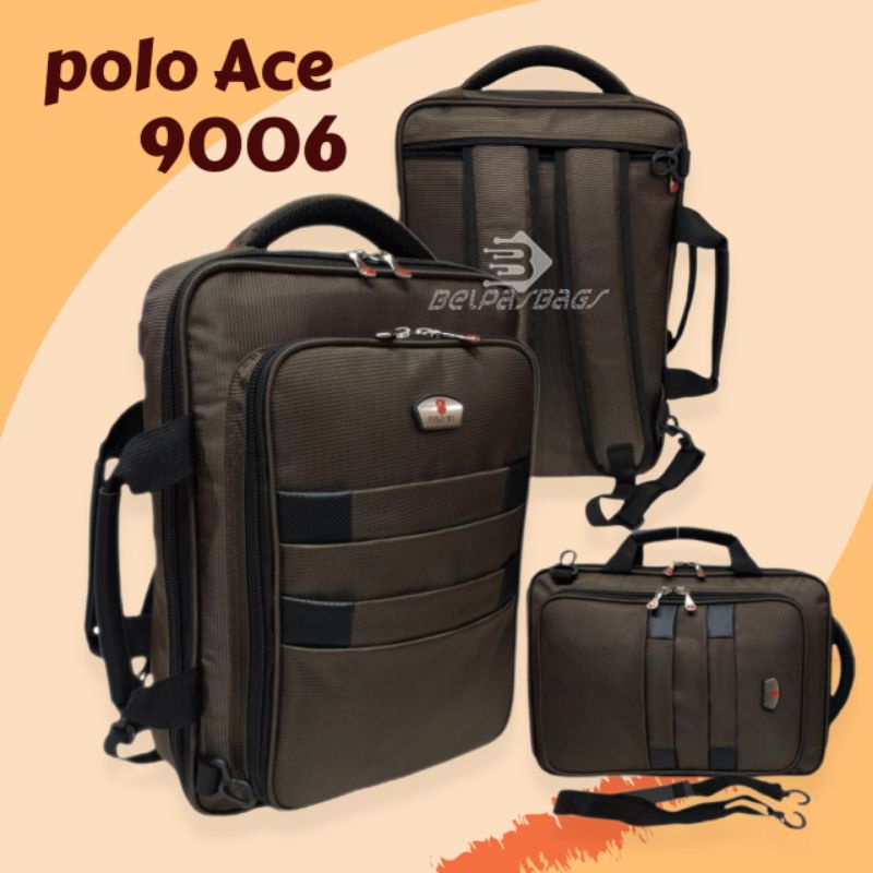 Tas kantor pria /selempang laptop tas kerja multifungsi 3in 14inchi polo Ace 9006