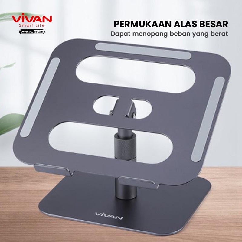 VIVAN VLS03 Laptop Cooling Stand Original Liftable Foldable Aluminum Alloy Gray - Garansi 1 Tahun