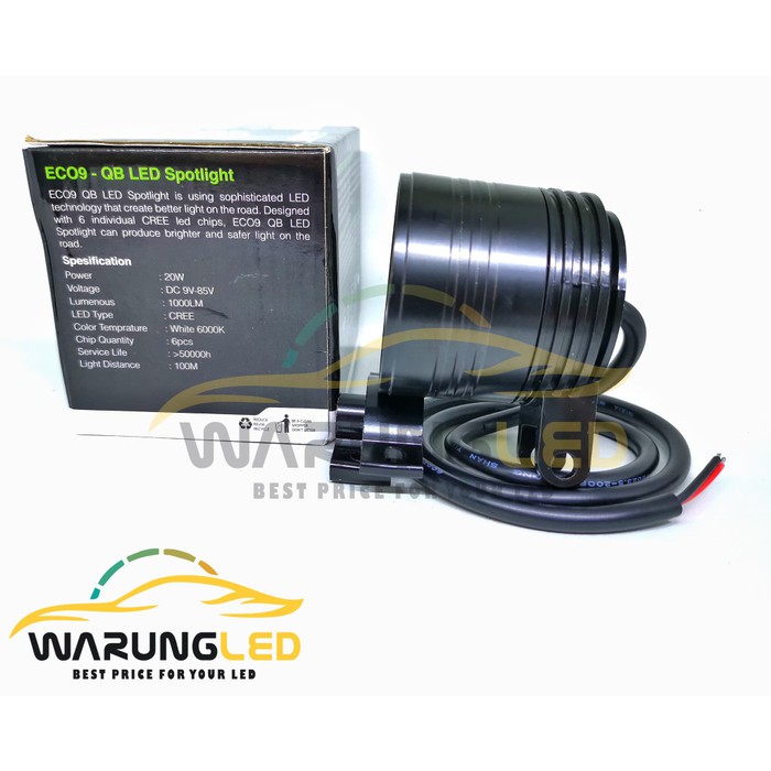 LAMPU SOROT TEMBAK MOTOR LED CREE 6 TITIK BULAT 20 WATT 100 METER ECO