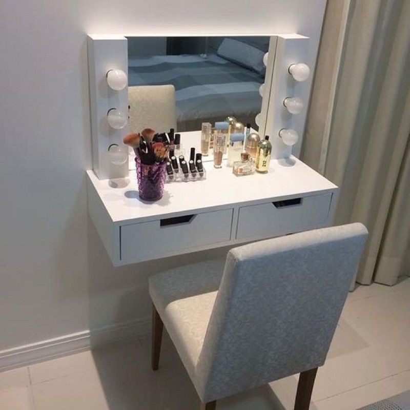Vanity mirror meja gantung rias Korea minimalis serbaguna meja rias tempel murah