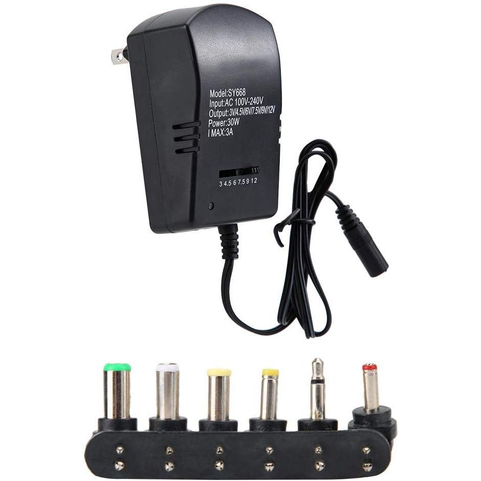 SY668 - Universal Adjustable AC Adapter Converter 3A 30W with 6 Tips - Adaptor Charger Universal