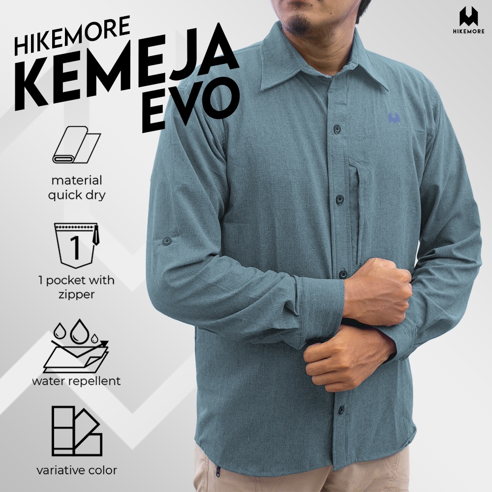 Hikemore Evo Kemeja Lengan Panjang Outdoor PDL Lapangan Quickdry Dry Fit Original