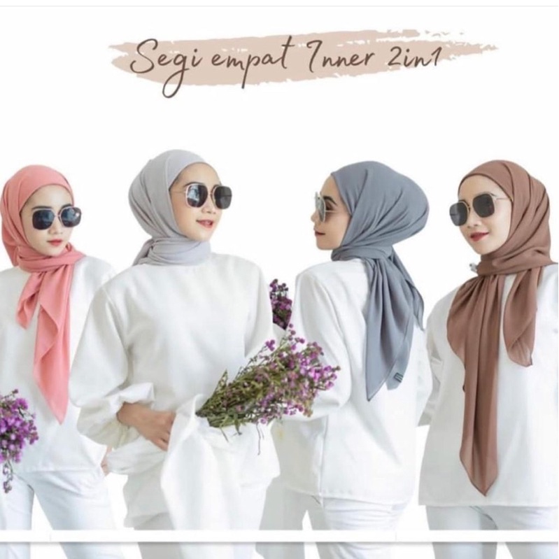 HIJAB SEGI EMPAT INSTAN PLUS INNER 2IN1 / CERUTY BABYDOLL 2 LAYER