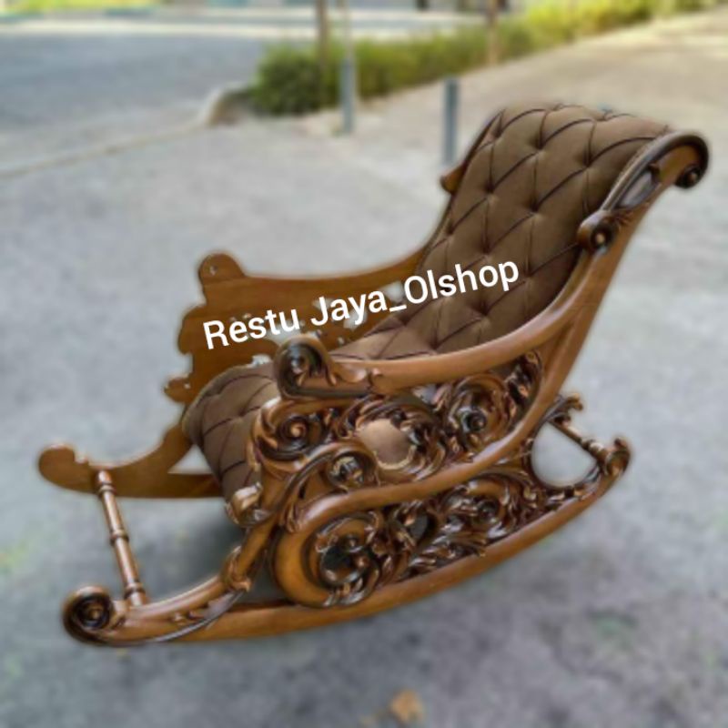 kursi goyang ukir jati Jepara kursi santai Jepara