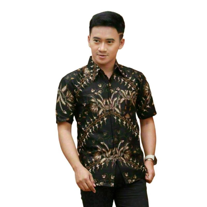 Batik kemeja pria dewasa dan batik kemeja anak/Batik couple ayah dan anak warna hitam