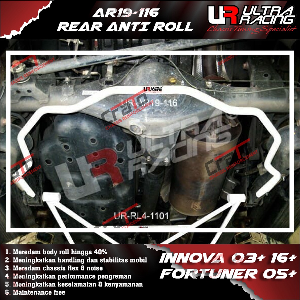Aksesoris Stabiliser ULTRA RACING Safety Bar - Swaybar - Rear Anti Roll 19MM - Toyota Fortuner Innov