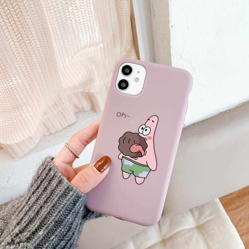 Cartoon SpongeBob Soft Case IPhone 7 Plus 11 6 6S 8 Plus 12 mini 12 pro max X Se 2020 6SPlus 7Plus 6Plus 8Plus XS Casing Motif Creative Couple TPU Cover