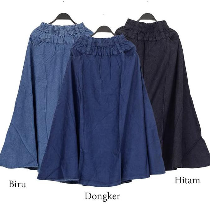 Rok Panjang Model Payung Rok Jeans Lebar G76 Berkualitas Harga Grosir