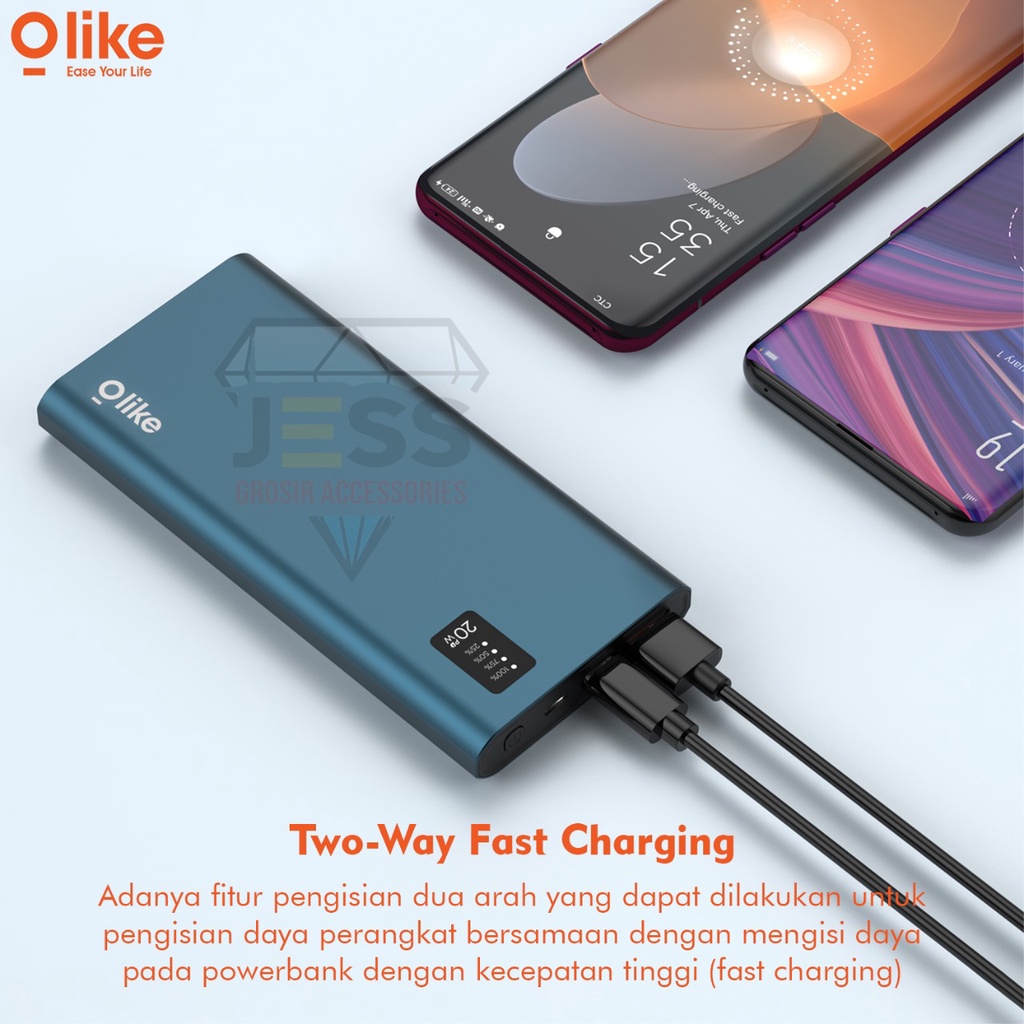 Olike Powerbank 10000mAh P2 Dual Port USB &amp; Type C Power Bank Super Fast Charging Quick 3.0