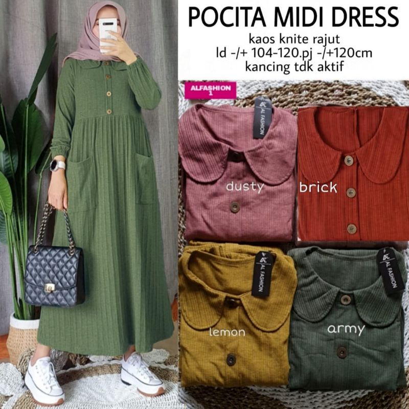 POCITA MIDI DRESS ORIGINAL PRODUK BY ALFASHION