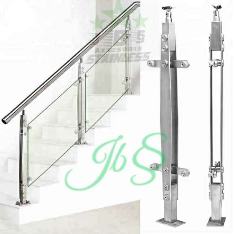 Tiang Railing Tangga kaca ZZ Stainless SUS 201