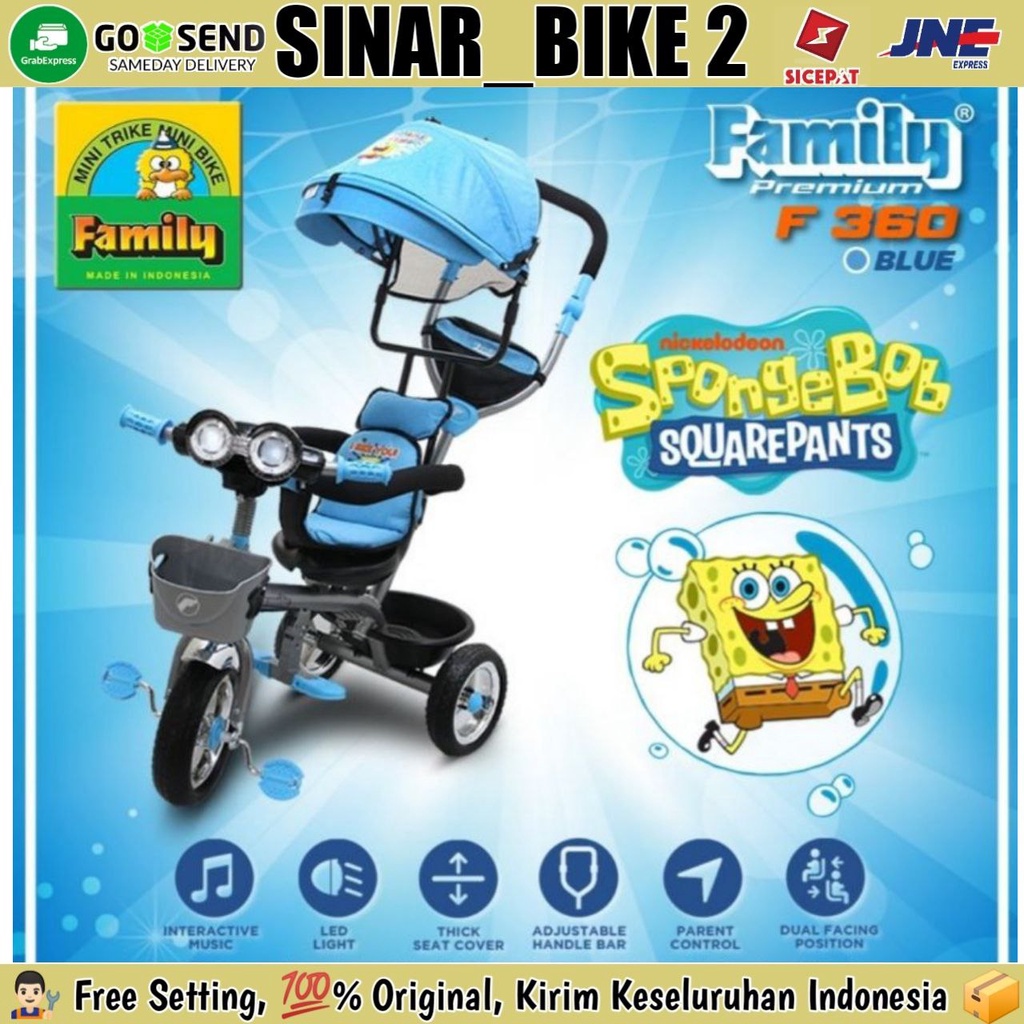 Sepeda Roda Tiga 3 FAMILY ROMEO F-361,F360H Tricycle Kanopi