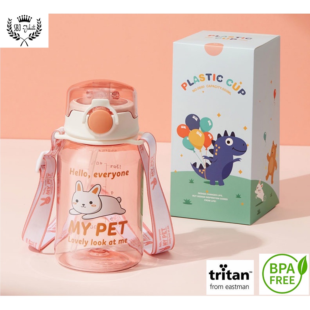 BOTOL MINUM ANAK Diller My Pet TRITAN BPA FREE 550ml dengan Sedotan