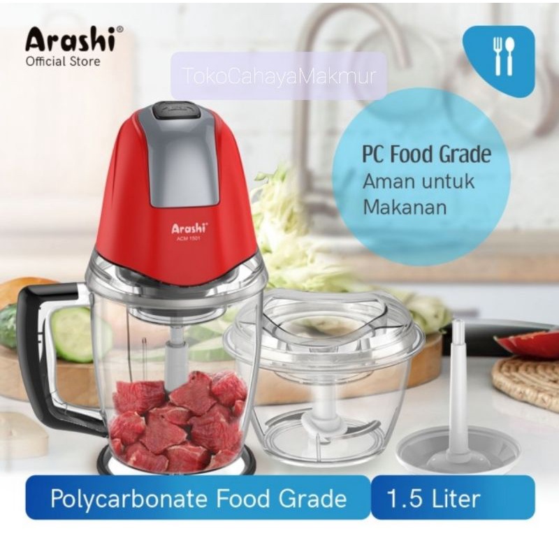 Arashi Chopper Machine ACM 1501 1,5L - Penggiling Daging,Bawang,Bumbu