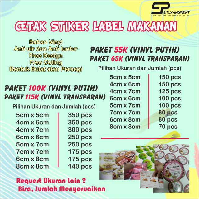 

(PROMO) Cetak stiker label makanan bahan vinyl