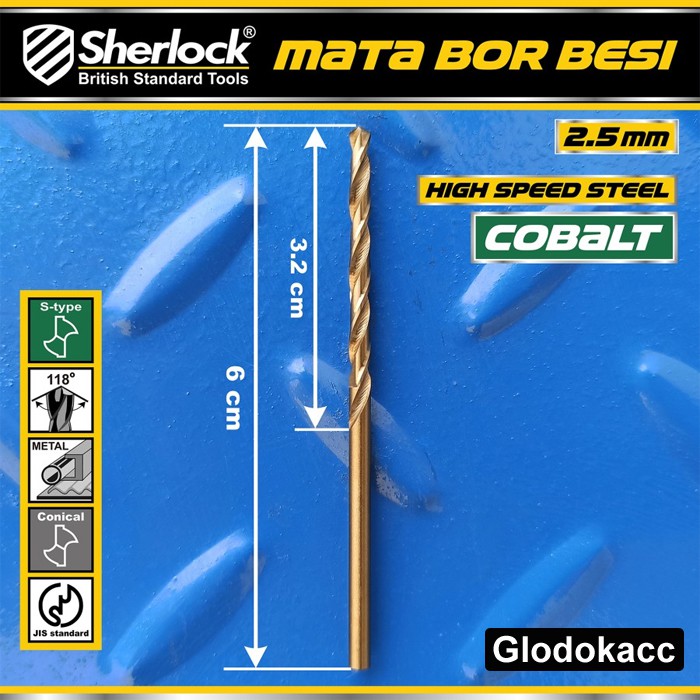 Mata Bor Besi 2.5 mm / Sherlock JIS Standard High Speed Steel Cobalt (1 Pcs)