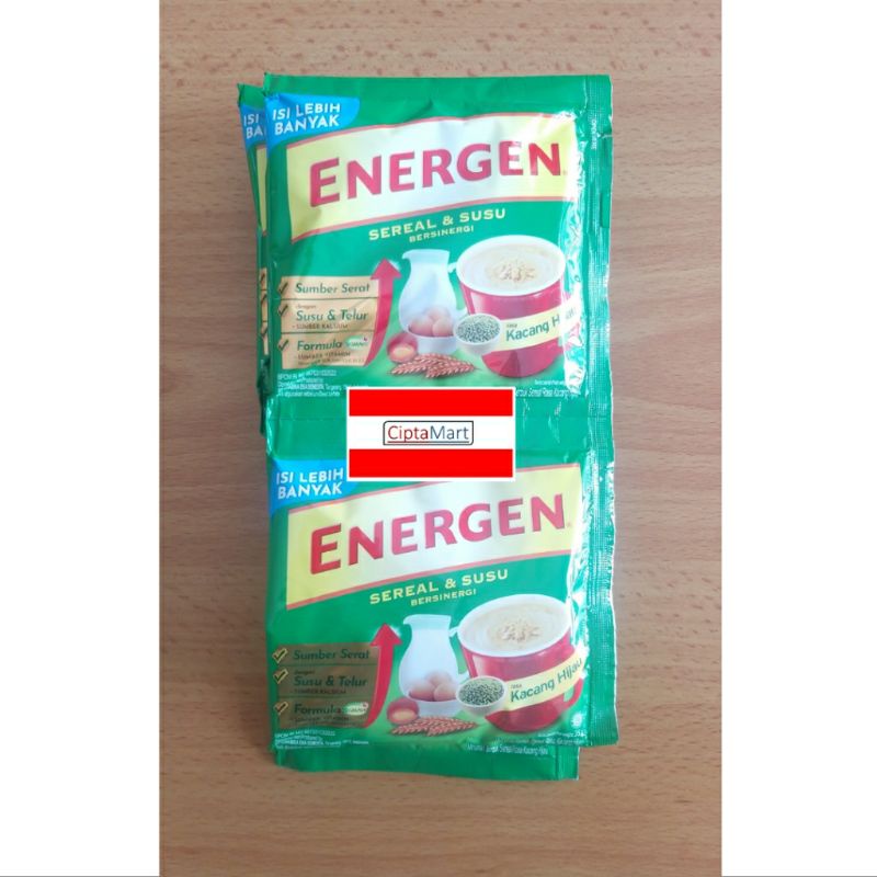 

Energen Sereal Kacang Hijau 1 Renceng isi 10 Sachet @ 35 Gr