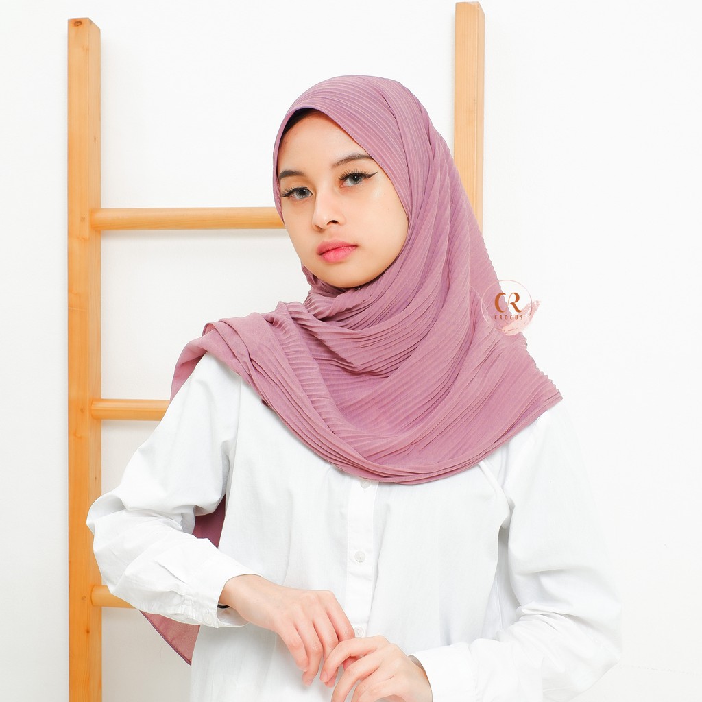 [𝐂𝐫𝐨𝐜𝐮𝐬] (180 * 60cm) Pashmina Plisket Ceruty Baby Doll / Pasmina Pleated Hijab Kerudung-4