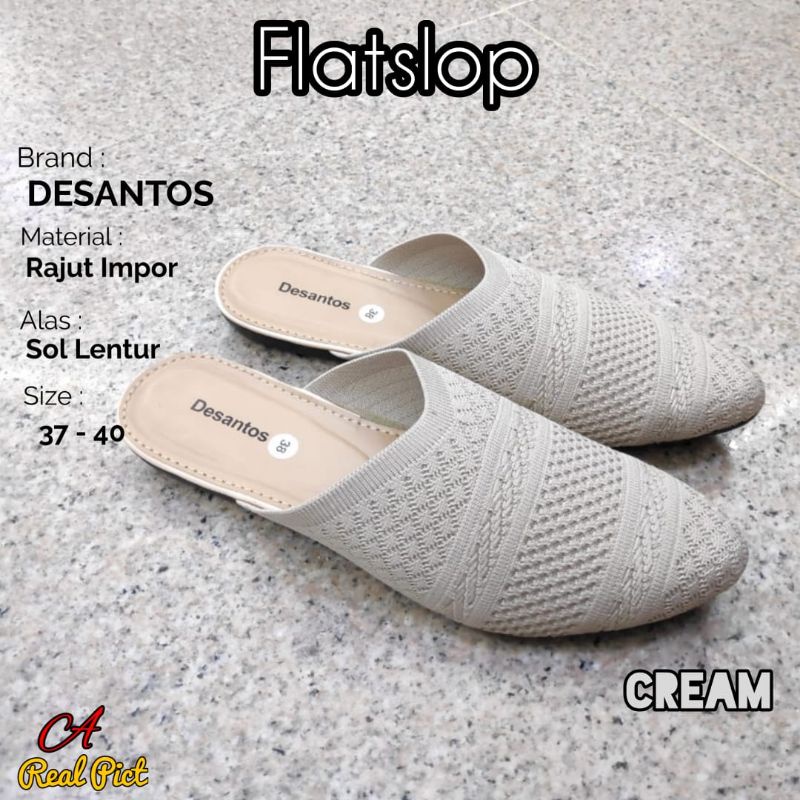 SEPATU FLAT SLOP RAJUT IMPORT SOL KARET | MULES SHOES