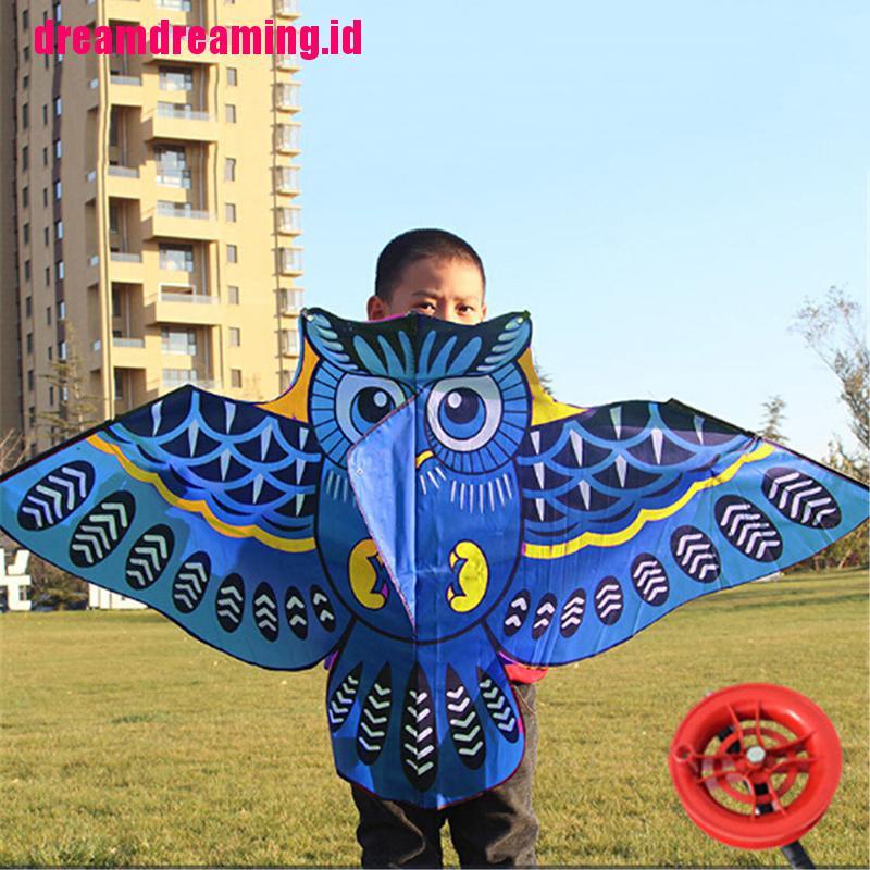 (dreamdreaming.id) Layang-layang Bentuk Burung Hantu Kartun Warna-Warni 110cm Untuk Outdoor