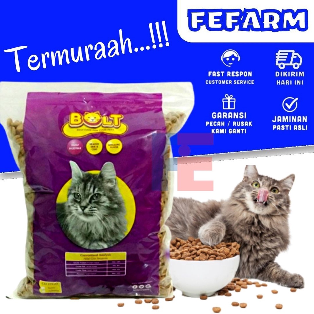 BOLT Makanan Kucing Pakan Kucing All Varian Rasa Salmon Ikan Donat FEFARM