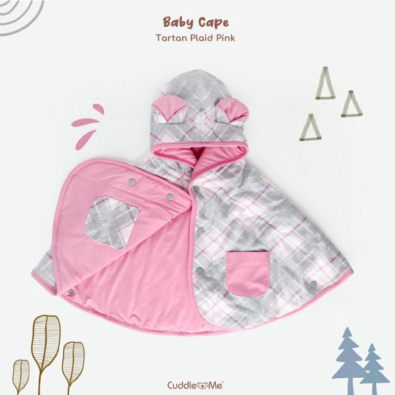 CUDDLEME BABYCAPE SELIMUT JAKET BOLAK BALIK MANTEL KOREA KADO BAYI-Plaid pink