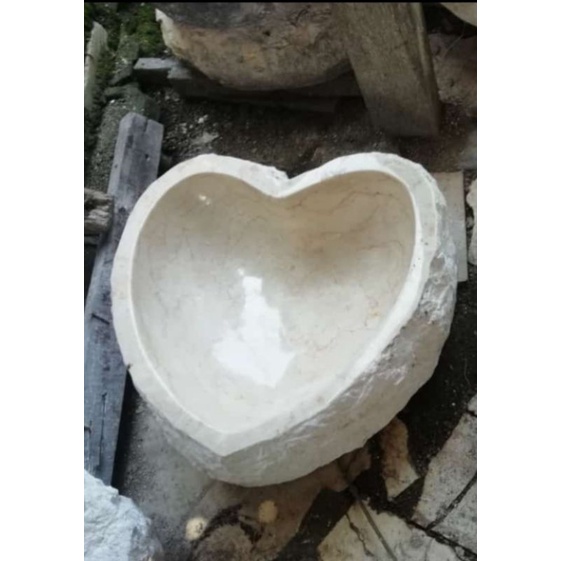 wastafel batu alam marmer heart