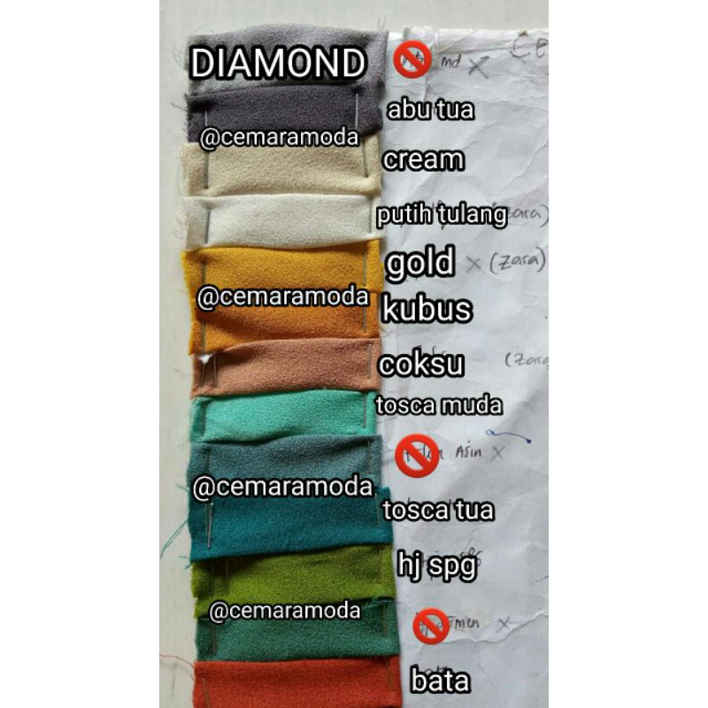 Kain Diamond Crepe per 0.5meter / Diamond Stretch Italiano / Diamond Crepe Georgette Original / Diamon krep kain kebaya evening dress wedding dress / kain bridesmaid / kain gamis kerudung instant hijab instan jilbab pasminah segitiga