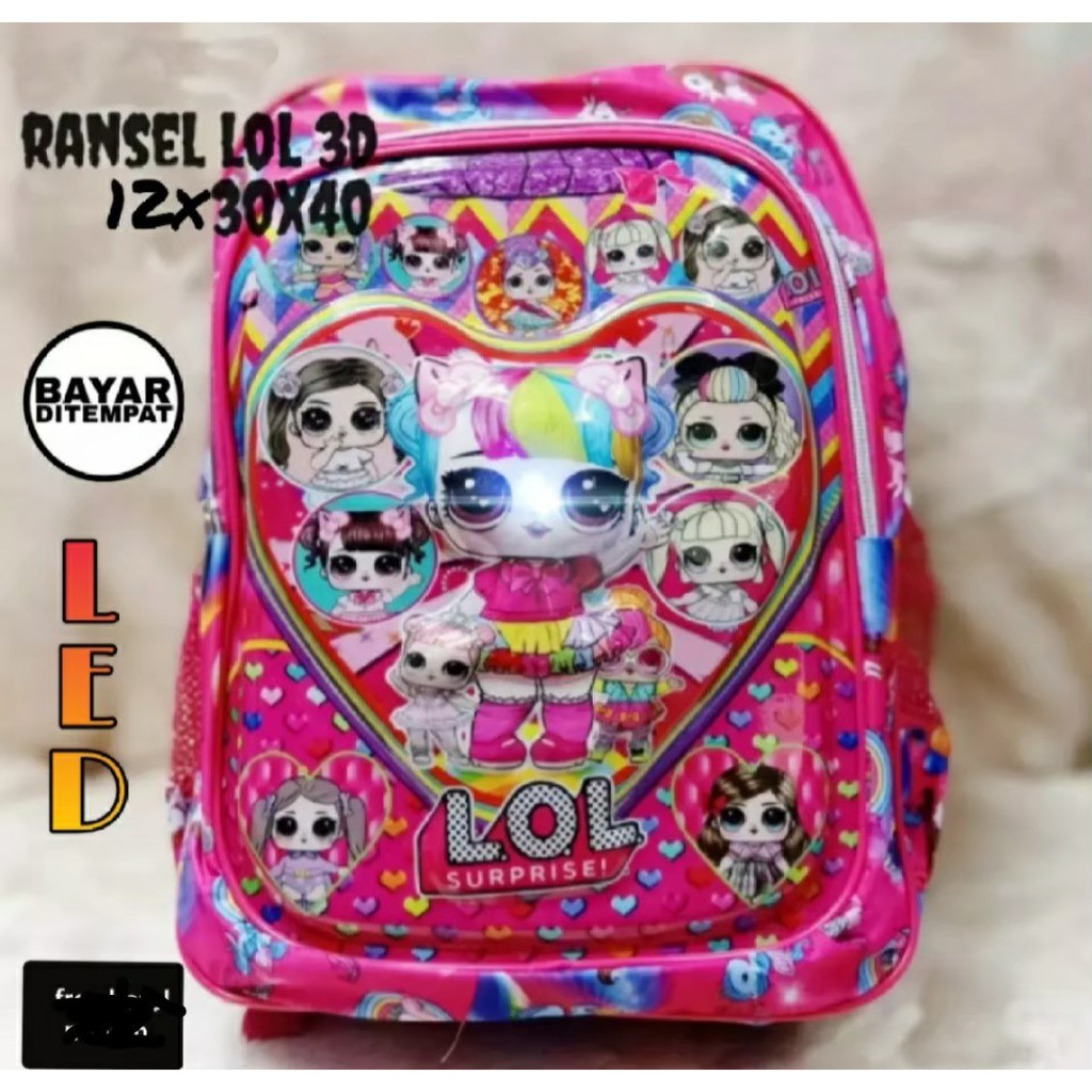 Tas Ransel Sekolah 3D Lucu Anak Perempuan Paud TK Dan SD