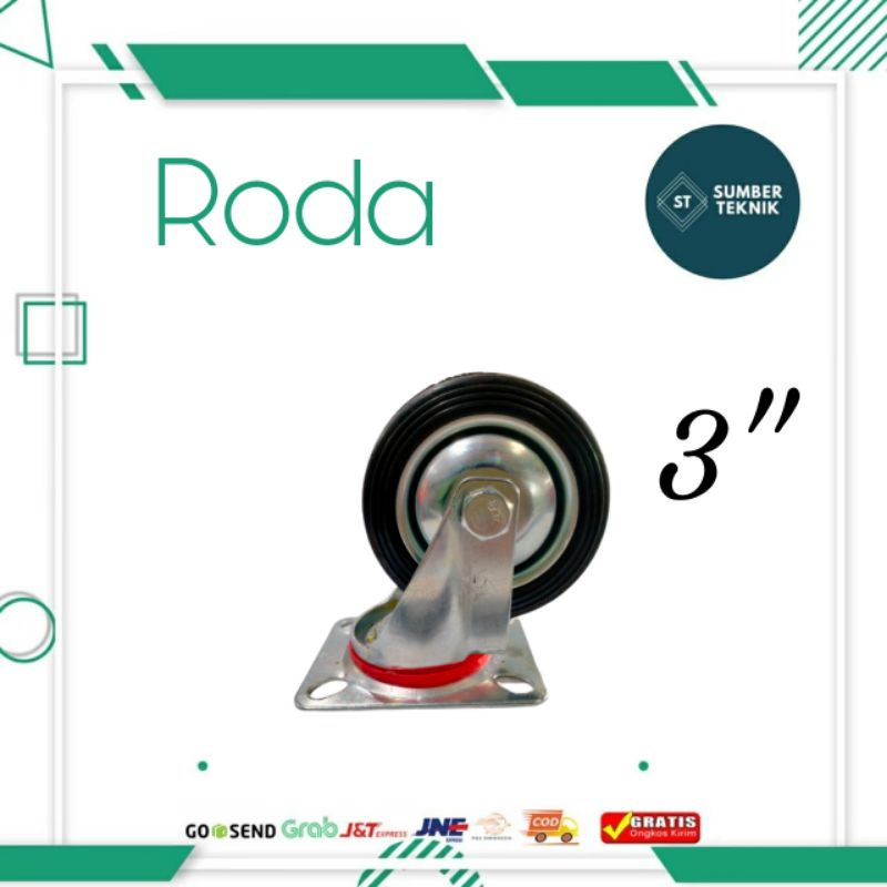 Roda Karet Hidup 3 Inch / Roda Karet 3 Inch
