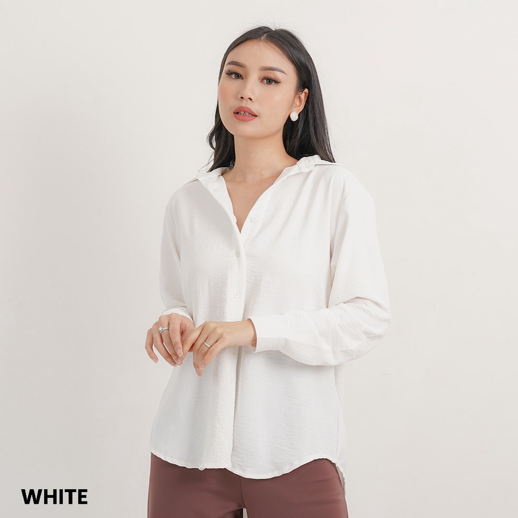 Kemeja Oversized Airflow Clover Blouse Atasan Top Wanita