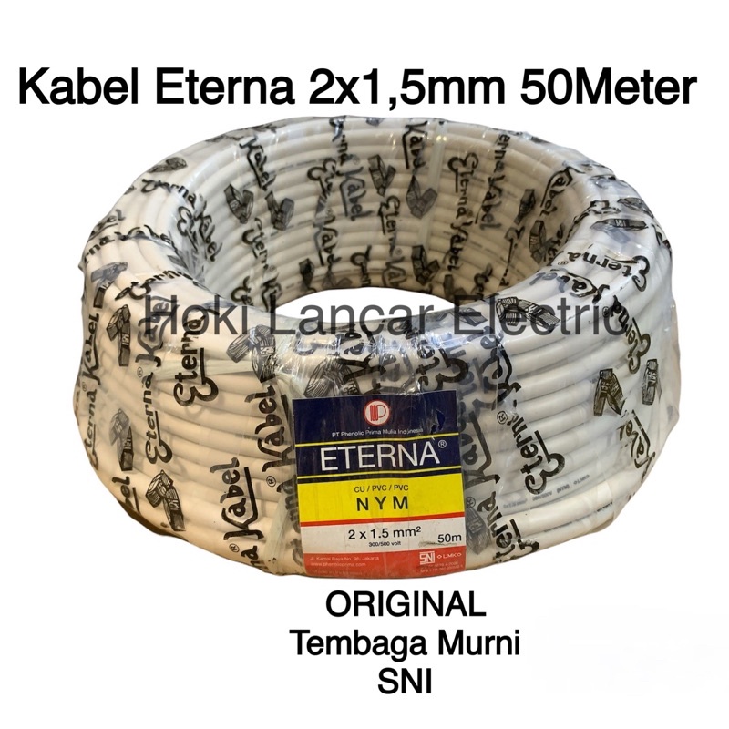 [50Meter] Kabel Listrik NYM Eterna 2x1.5mm  50Meter Full Tembaga Murni