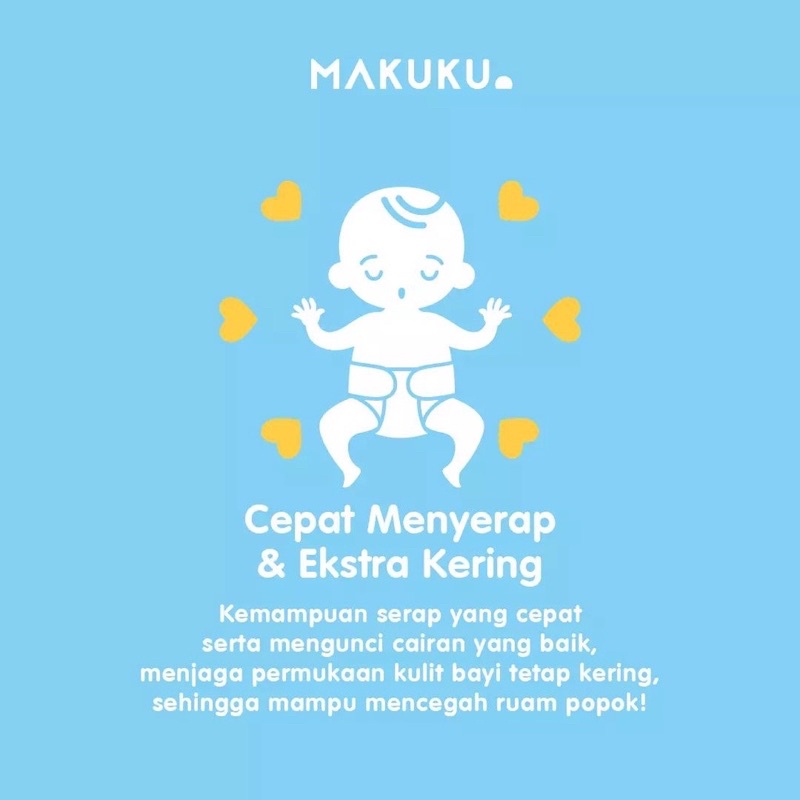MAKUKU Air Diapers Slim Tape NB28 S38 M36 Pants M32 L34 XL32 XXL28 / Popok Bayi Tipis SAP Anti Gumpal Cepat Kering Sekali pakai