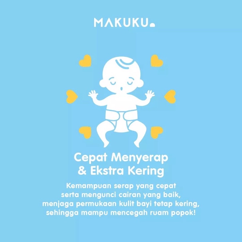 MAKUKU Air Diapers Slim Tape NB28 S38 M36 Pants M32 L34 XL32 XXL28 / Popok Bayi Tipis SAP Anti Gumpal Cepat Kering Sekali pakai