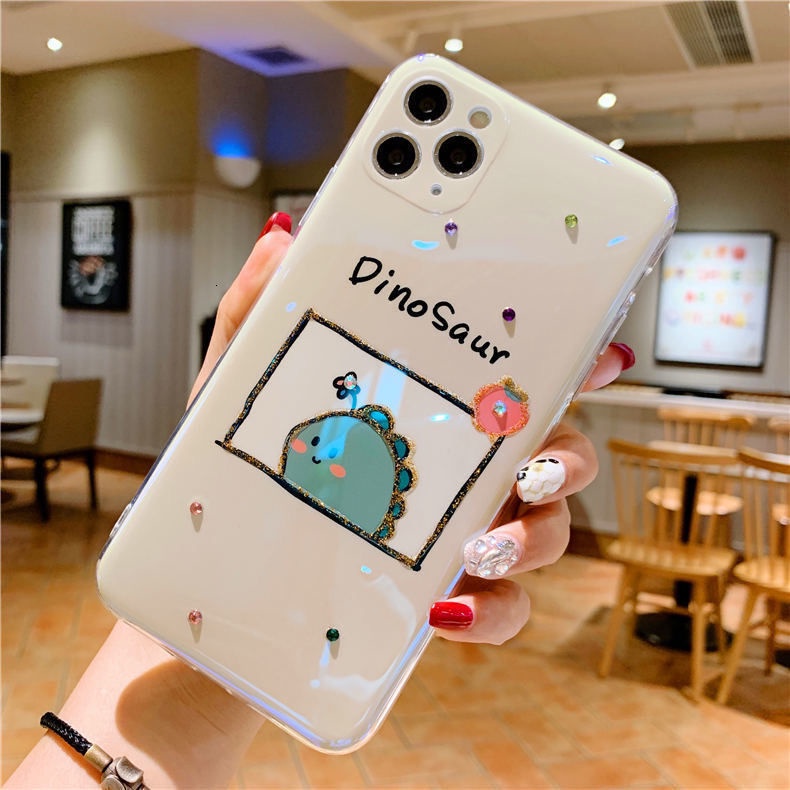 cute dinosaur pattern IPhone case 11pro Max X IPhone7 8plus Xr Xs 12 12promax soft case