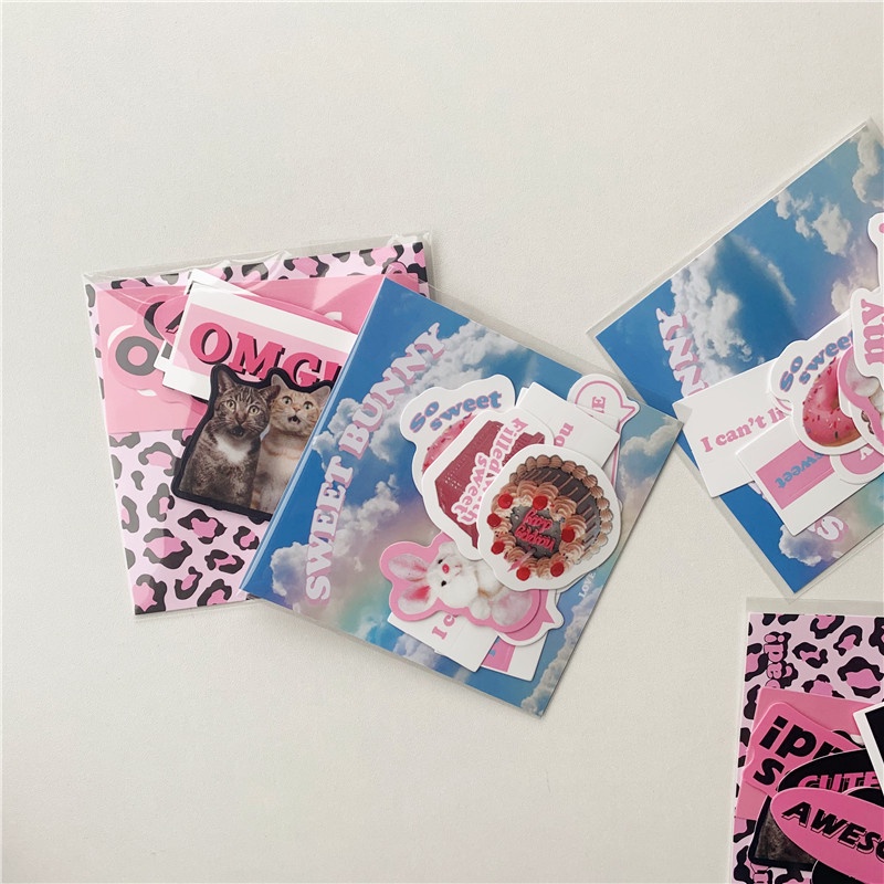 Ins Stiker Motif Kucing / Kelinci Lucu Untuk Dekorasi Diary / Foto Polaroid