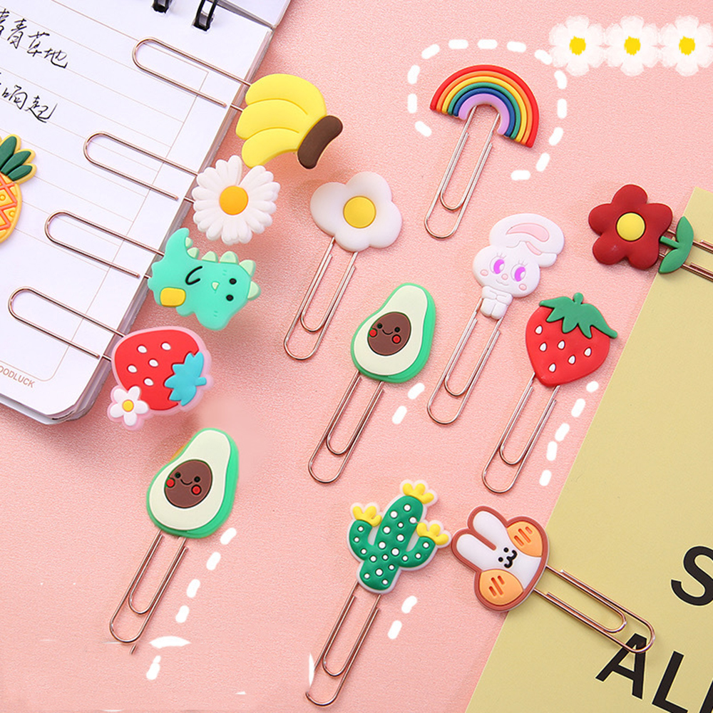 Mxbeauty 10pcs / Lot Klip Kertas Mini Motif Kartun Hewan / Buah Untuk Stationery Sekolah / Kantor