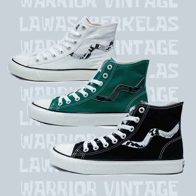 SEPATU WARRIOR VINTAGE Putih / Hitam Putih / All Black / Hijau - Warrior shoes footgear