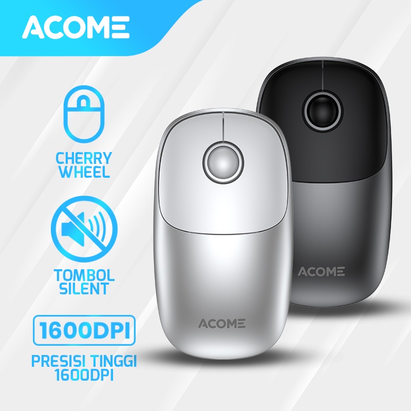 Acome Mouse Wireless Silent Click 1600DPI AM500 Garansi Resmi 1 Tahun