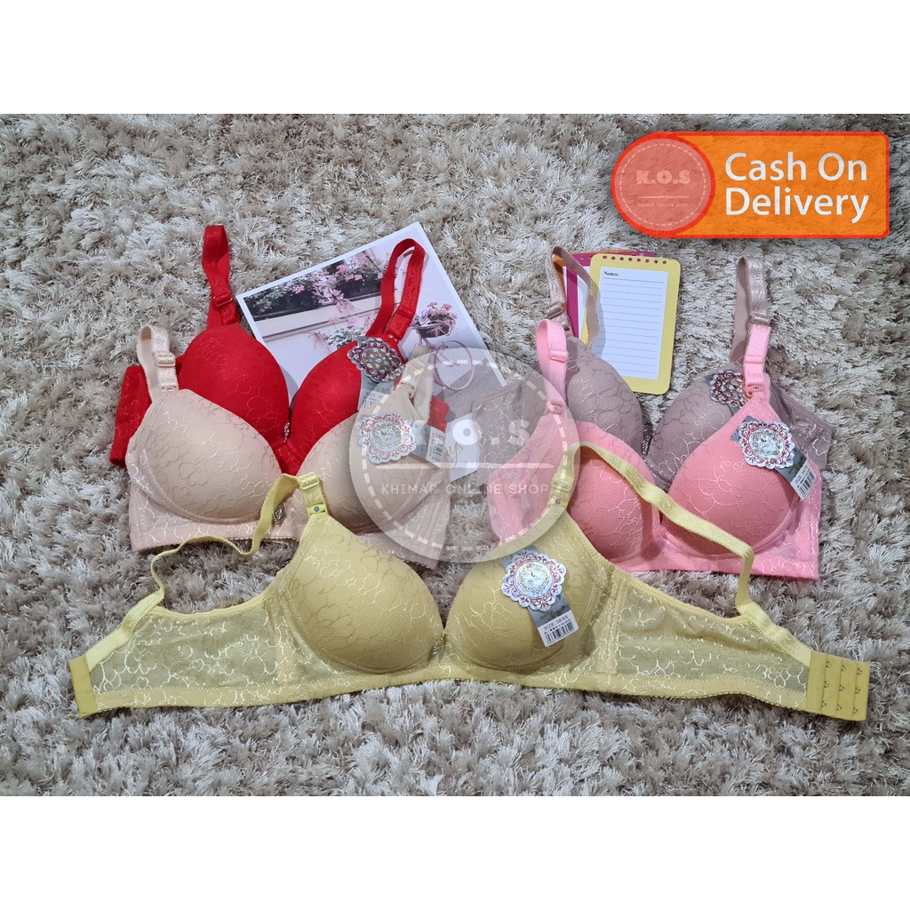 bra bh tanpa kawat berpori full corak size 34-40