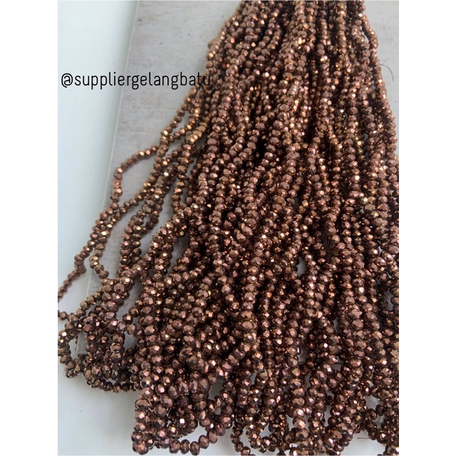 Kristal Ceko 4mm MAROON Gold Emas metalik bahan beads manik donat